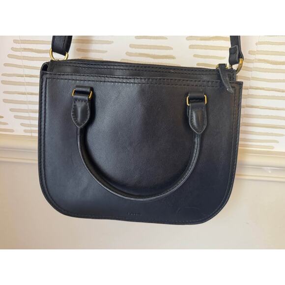 Fossil Ryder Leather Black Patchwork Satchel Purse Crossbody - Picture 7 of 10